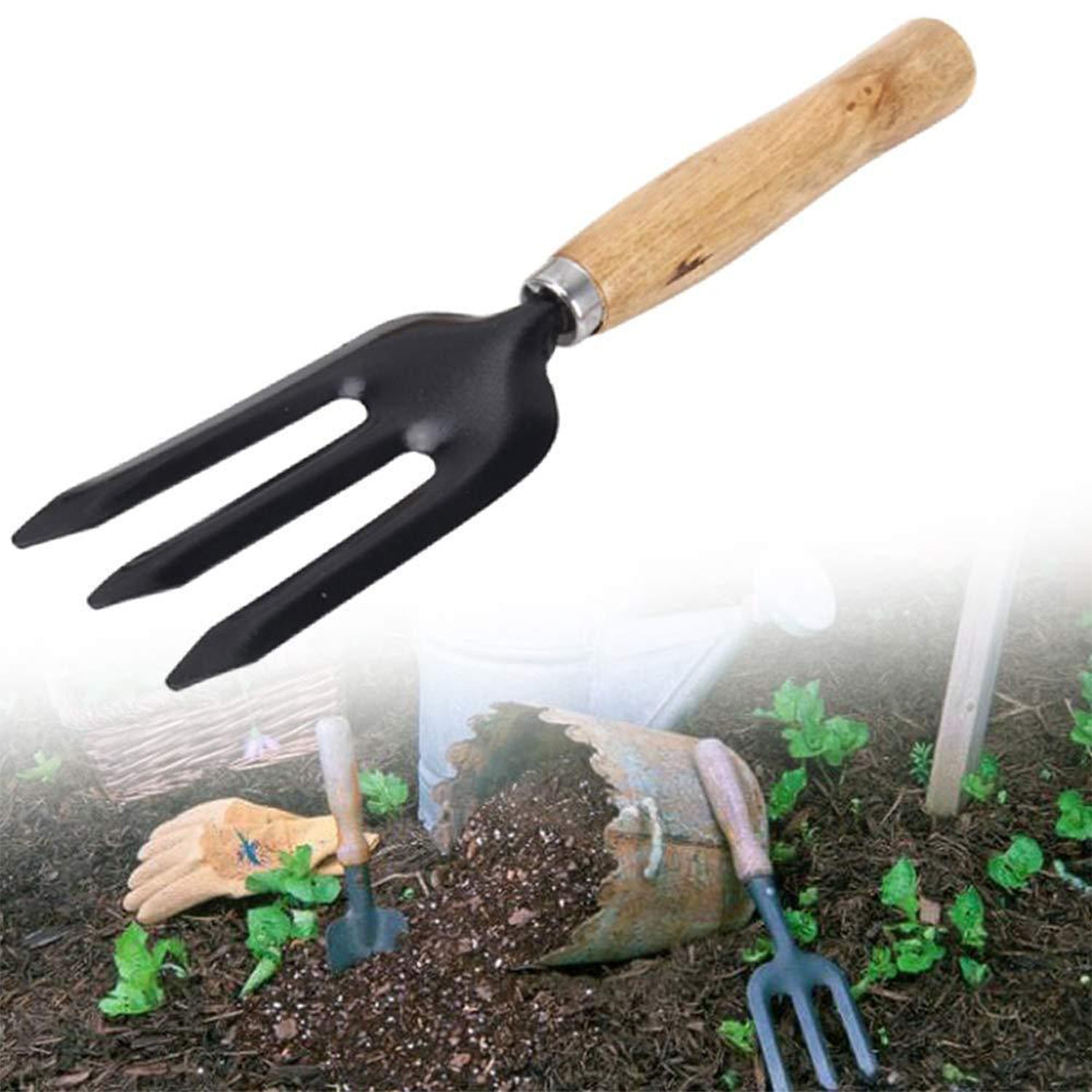 0542A 3pc Small Gardening Tools for Home Garden (Hand Cultivator, Small Trowel, Garden Fork) DeoDap 0542A 3pc Small Gardening Tools for Home Garden (Hand Cultivator, Small Trowel, Garden Fork) DeoDap